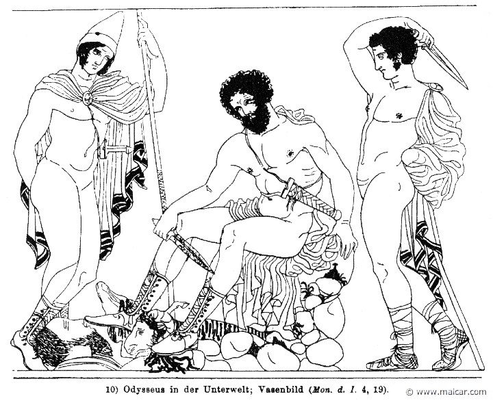 RIII.1-0671.jpg - RIII.1-0671: Odysseus (left) in the Underworld. Wilhelm Heinrich Roscher (Göttingen, 1845- Dresden, 1923), Ausfürliches Lexikon der griechisches und römisches Mythologie, 1884.