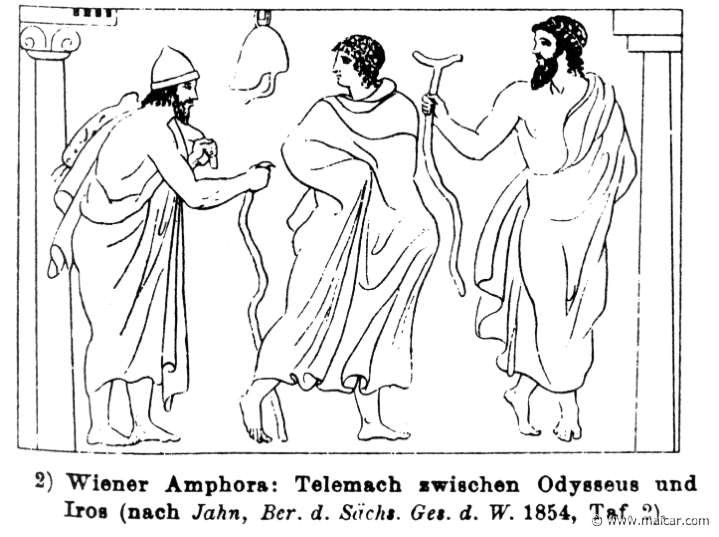 RV-0269b.jpg - RV-0269b: Telemachus between Odysseus and the beggar Irus.Wilhelm Heinrich Roscher (Göttingen, 1845- Dresden, 1923), Ausfürliches Lexikon der griechisches und römisches Mythologie, 1884.