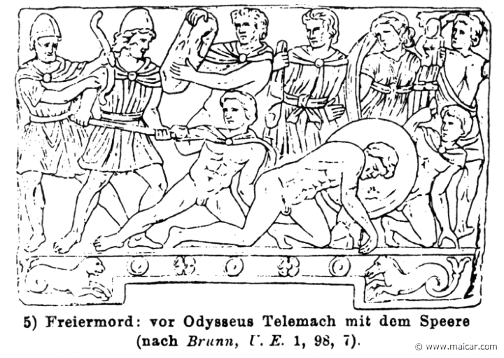 RV-0271.jpg - RV-0271: Odysseus, Telemachus, and the Suitors of Penelope.Wilhelm Heinrich Roscher (Göttingen, 1845- Dresden, 1923), Ausfürliches Lexikon der griechisches und römisches Mythologie, 1884.