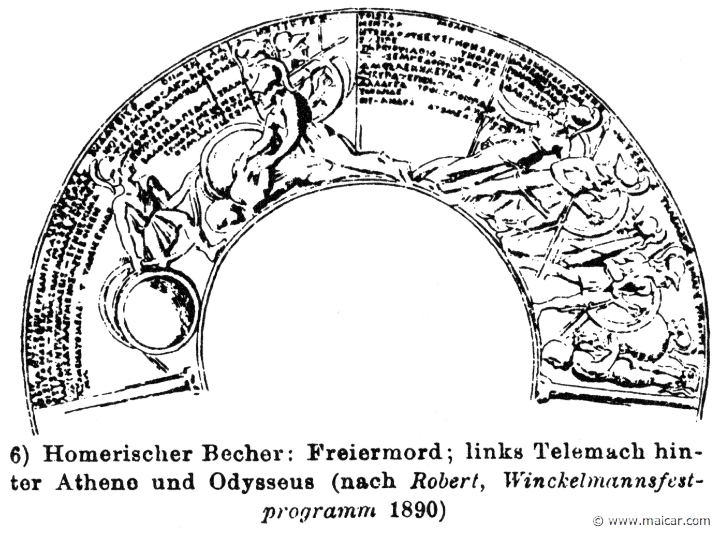RV-0272.jpg - RV-0272: The killing of the suitors. Telemachus is behind Athena and Odysseus.Wilhelm Heinrich Roscher (Göttingen, 1845- Dresden, 1923), Ausfürliches Lexikon der griechisches und römisches Mythologie, 1884.