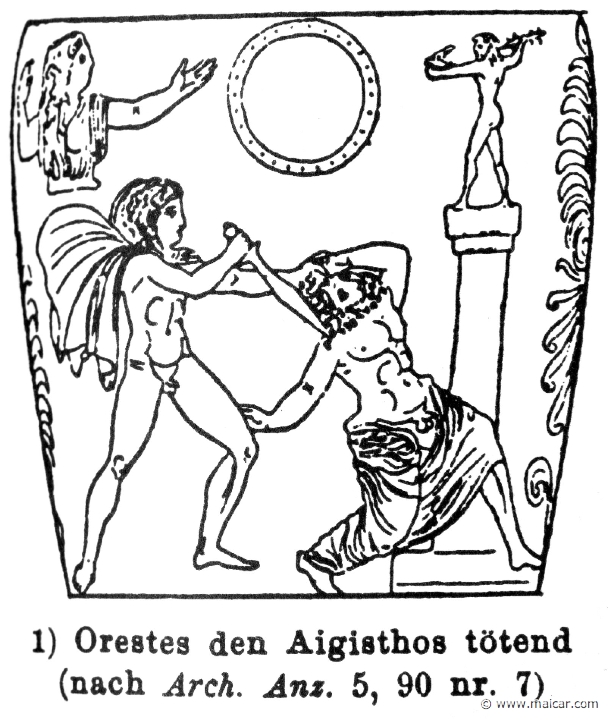 RIII.1-0969.jpg - RIII.1-0969: Orestes killing Aegisthus. Wilhelm Heinrich Roscher (Göttingen, 1845- Dresden, 1923), Ausfürliches Lexikon der griechisches und römisches Mythologie, 1884.