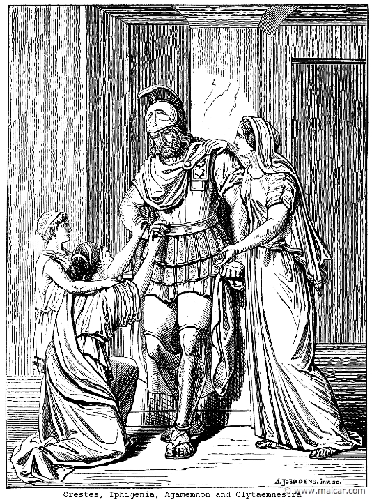 sch001.jpg - sch001: Orestes, Iphigenia, Agamemnon, Clytaemnestra. Gustav Schwab, Die schönsten Sagen des klassischen Altertums (1912).