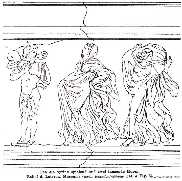 RI.2-2722.jpg - RI.2-2722: Pan and dancing Horae. Wilhelm Heinrich Roscher (Göttingen, 1845- Dresden, 1923), Ausfürliches Lexikon der griechisches und römisches Mythologie, 1884.