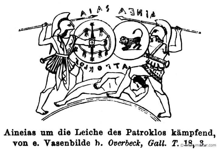RI.1-0159.jpg - RI.1-0159: Aeneas and Ajax fighting for the body of Patroclus. Wilhelm Heinrich Roscher (Göttingen, 1845- Dresden, 1923), Ausfürliches Lexikon der griechisches und römisches Mythologie, 1884.