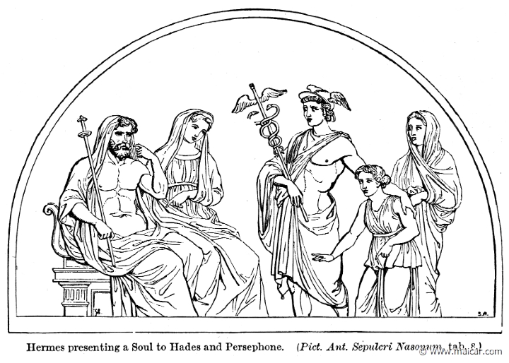 smi262.jpg - smi262: Hermes bringing a soul to Hades and Persephone. Sir William Smith, A Smaller Classical Dictionary of Biography, Mythology, and Geography (1898).