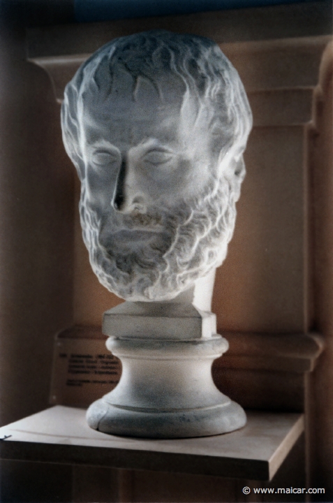 5510.jpg - 5510: Head of Aristotle. Philosopher 384-322 BC. Roman copy. Antikmuseet, Lund.