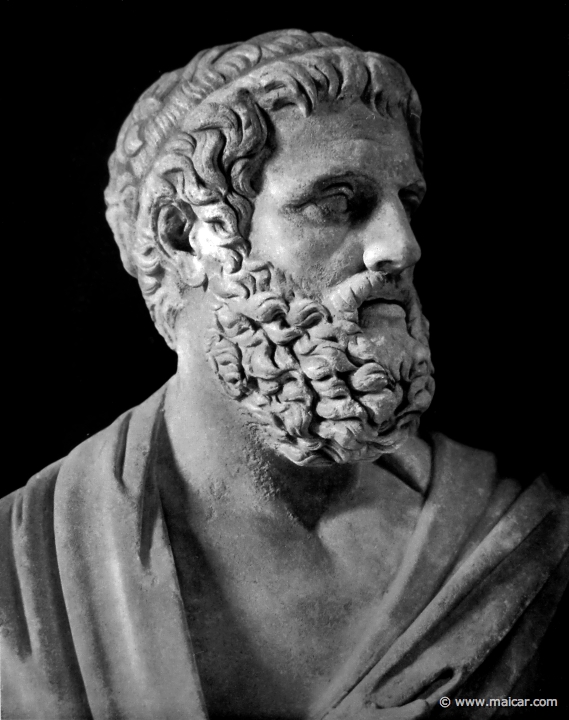 hek054.jpg - hek054: Kopf des Sophokles-Statue (052). Die Bildniskunst der Griechen und Römer, von Anton Hekler (1912).