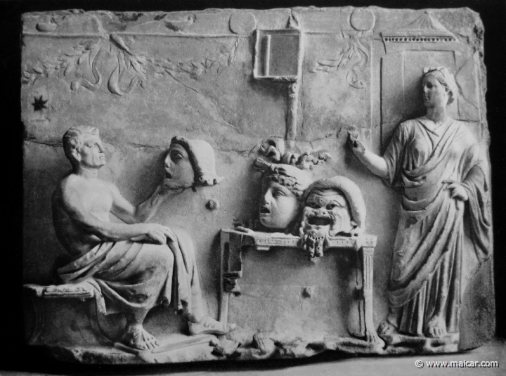 hek108.jpg - hek108: Menander un Glykera. Marmorrelief. Rom, Lateran. Die Bildniskunst der Griechen und Römer, von Anton Hekler (1912).