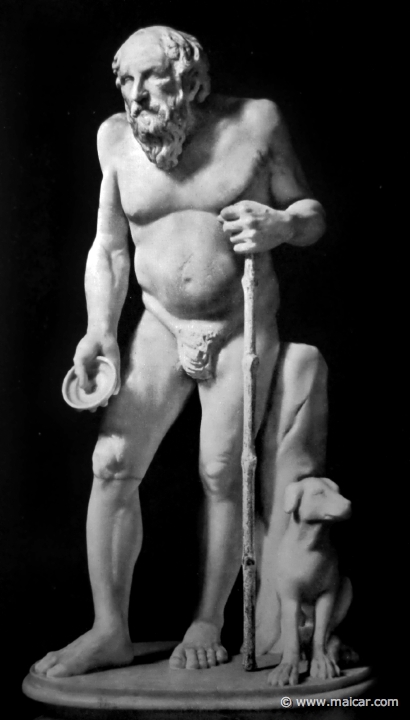 hek113.jpg - hek113: Statuette des Diogenes. Rom, Villa Albani. Die Bildniskunst der Griechen und Römer, von Anton Hekler (1912).
