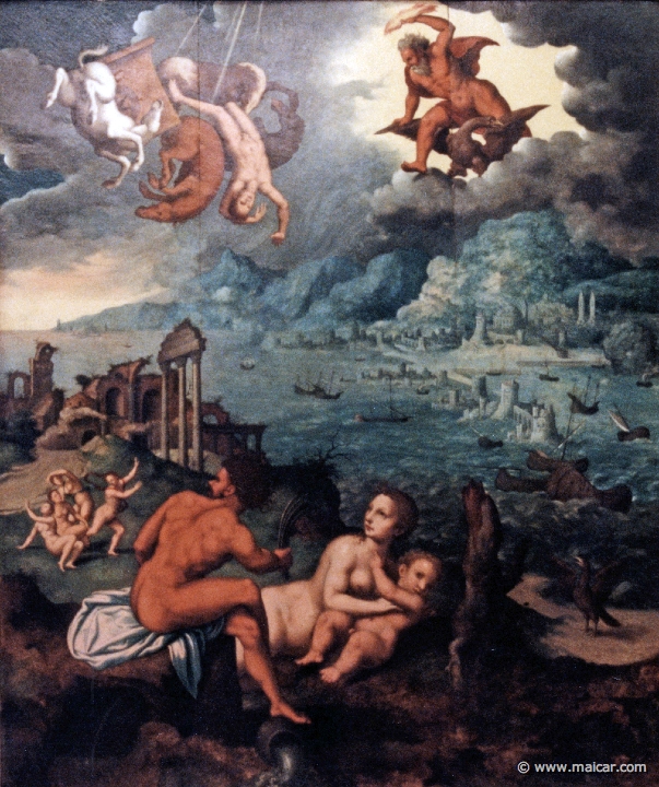4329.jpg - 4329: Attribué à Jean Mignon, actif entre 1535-1555: La chute de Phaéton. Musée des beaux arts, Rouen.