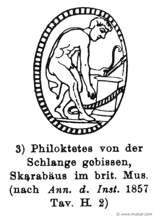 RIII.2-2331.jpg - RIII.2-2331: Philoctetes wounded by the snake. Wilhelm Heinrich Roscher (Göttingen, 1845- Dresden, 1923), Ausfürliches Lexikon der griechisches und römisches Mythologie, 1884.