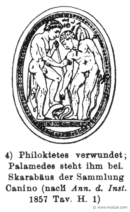 RIII.2-2331b.jpg - RIII.2-2331b: Philoctetes wounded, and Palamedes. Wilhelm Heinrich Roscher (Göttingen, 1845- Dresden, 1923), Ausfürliches Lexikon der griechisches und römisches Mythologie, 1884.