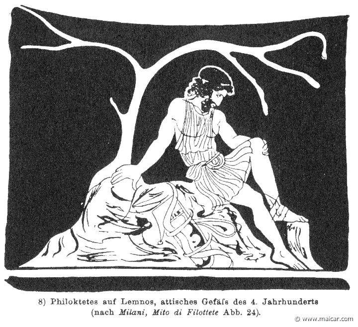 RIII.2-2334.jpg - RIII.2-2334: Philoctetes in Lemnos. Wilhelm Heinrich Roscher (Göttingen, 1845- Dresden, 1923), Ausfürliches Lexikon der griechisches und römisches Mythologie, 1884.