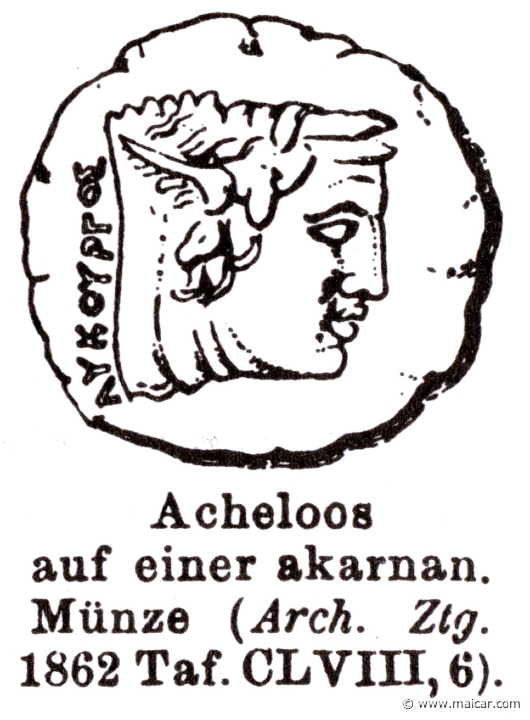 RI.2-1490a.jpg - RI.2-1490a: Achelous. Coin. Wilhelm Heinrich Roscher (Göttingen, 1845- Dresden, 1923), Ausfürliches Lexikon der griechisches und römisches Mythologie, 1884.