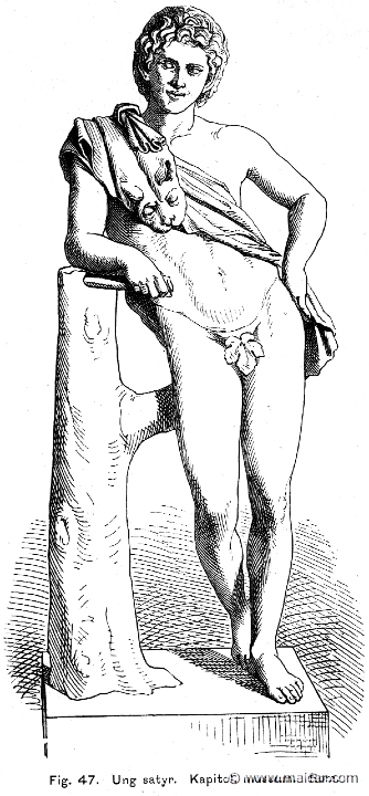 see113b.jpg - see113b: Young satyr. Capitoline Museum, Rome. Otto Seemann, Grekernas och romarnes mytologi (1881).
