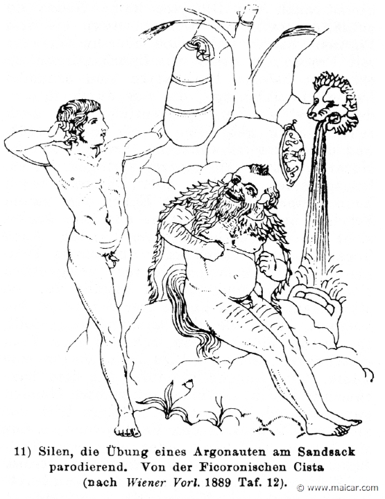 RIV-0486.jpg - RIV-0486: Silenus parodying the exercises of an Argonaut. Wilhelm Heinrich Roscher (Göttingen, 1845- Dresden, 1923), Ausfürliches Lexikon der griechisches und römisches Mythologie, 1884.