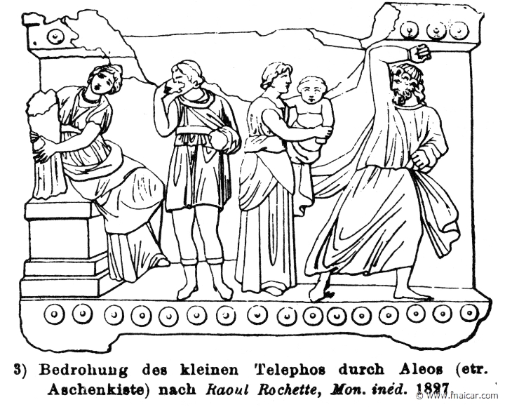 RV-0298.jpg - RV-0298: Auge, the infant Telephus, Aleus. Wilhelm Heinrich Roscher (Göttingen, 1845- Dresden, 1923), Ausfürliches Lexikon der griechisches und römisches Mythologie, 1884.