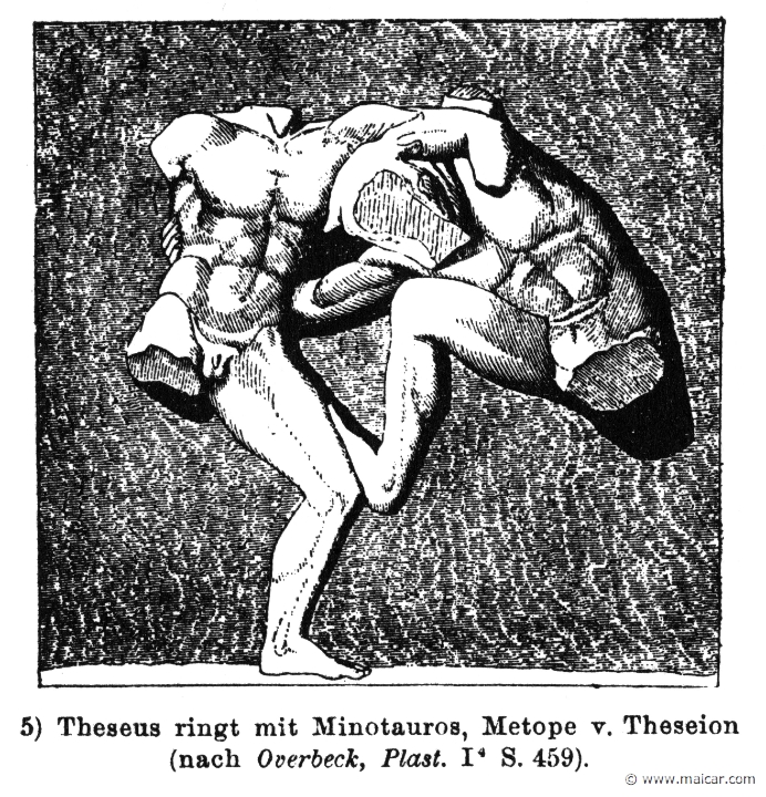 RII.2-3009.jpg - RII.2-3009: Theseus fighting the Minotaur. Wilhelm Heinrich Roscher (Göttingen, 1845- Dresden, 1923), Ausfürliches Lexikon der griechisches und römisches Mythologie, 1884.