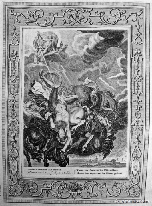 3004.jpg - 3004: Phaéton foudroyé par Jupiter.Bernard Picart (1673-1733), Fabeln der Alten (Musen-Tempel), 1754.