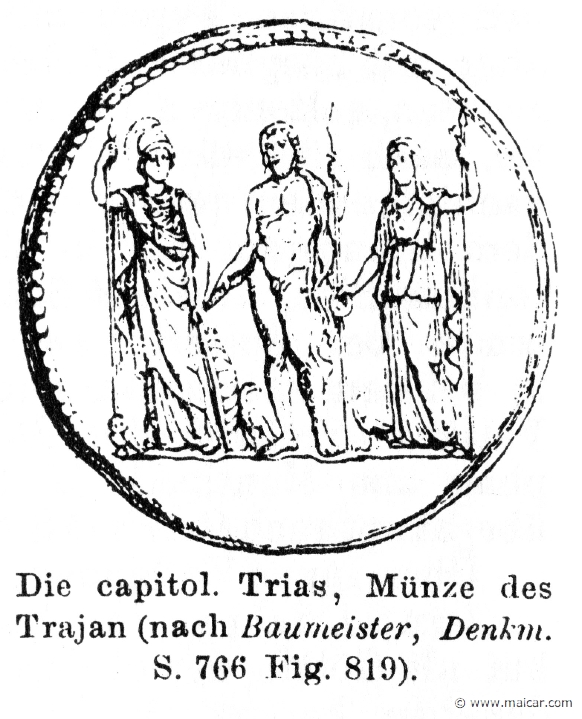 RII.1-0610.jpg - RII.1-0610: Minerva, Jupiter, and Juno. Wilhelm Heinrich Roscher (Göttingen, 1845- Dresden, 1923), Ausfürliches Lexikon der griechisches und römisches Mythologie, 1884.