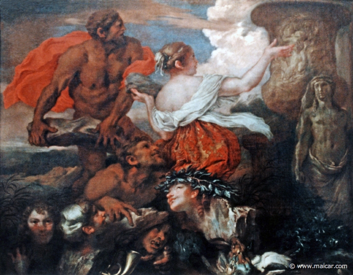 2307.jpg - 2307: Giovanni Benedetto Castiglione gen. Il Grechetto 1609-1664: Deukalion und Pyrrha 1655. Gemälde Galerie Kulturforum, Berlin.