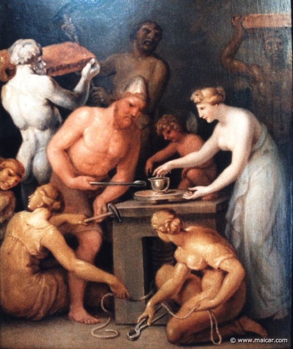 3629.jpg - 3629: Aphrodite and Hephaestus. Tischbein? 1751-1829. Supraporten aus der 1806-19 erfolgten Einrichtung dieses Saales als “Homer-Zimmer”. Landesmuseum Oldenburg, Das Schloß.