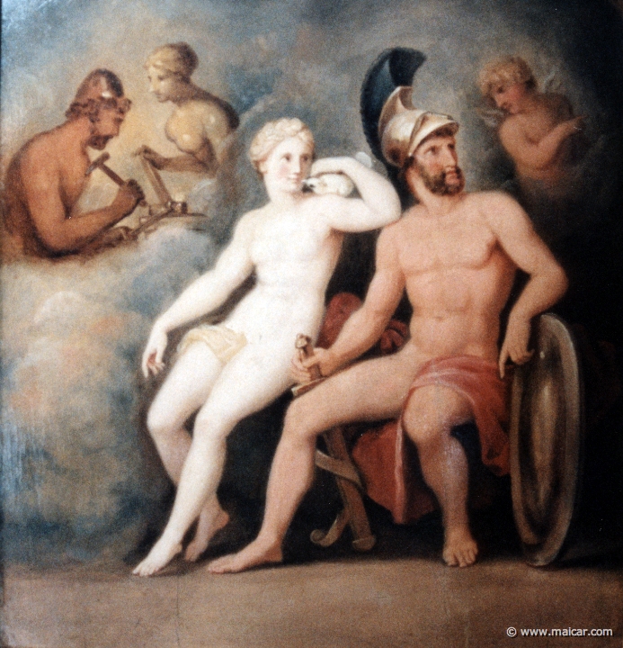 3630.jpg - 3630: Aphrodite and Ares. Tischbein? 1751-1829. Supraporten aus der 1806-19 erfolgten Einrichtung dieses Saales als “Homer-Zimmer”. Landesmuseum Oldenburg, Das Schloß.