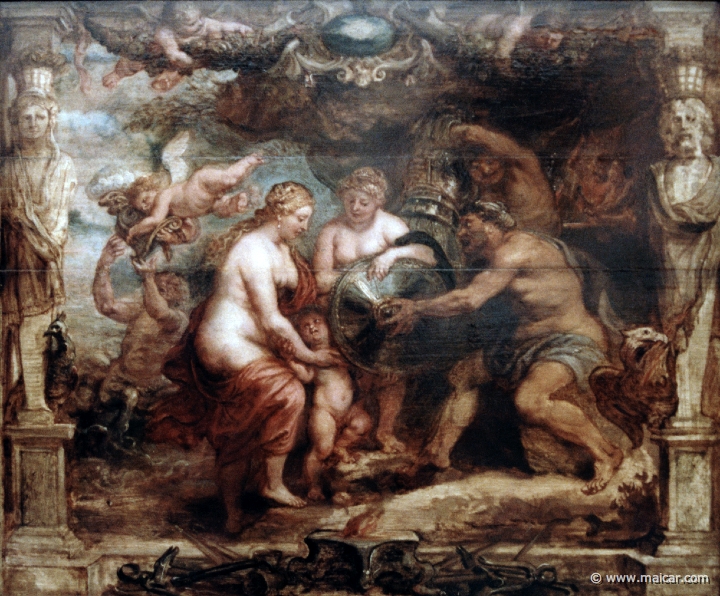3920.jpg - 3920: Peter Paul Rubens 1577-1640: Thetis ontvangt van Vulcanus de wapenen voor Achilles. Museum Boijmans van Beuningen, Rotterdam.