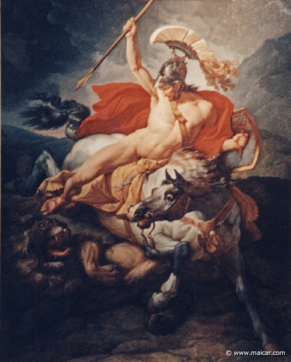 4319.jpg - 4319: Carle Vernet 1758-1836: Cavalier grec combattant un lion, 1789. Musée de Picardie, Amiens.