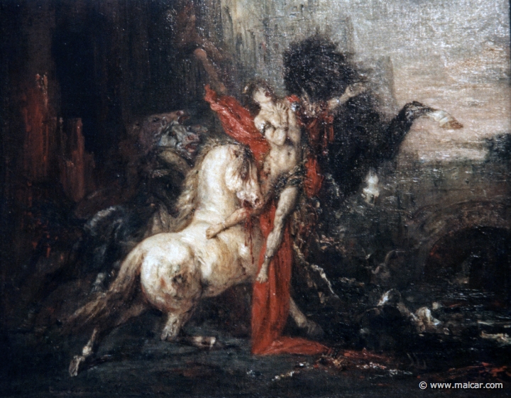 4520.jpg - 4520: Gustave Moreau 1826-1898: Diomède dévoré par ses chevaux. (In fact Abderus). Version 2 (particulière) vers 1866-1870. Musée des beaux arts, Rouen.