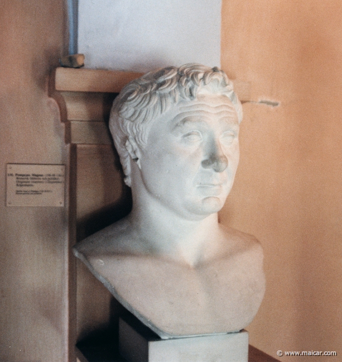 5208.jpg - 5208: Marble head of Pompey (106-48 BC), Roman general and politician. Antikmuseet, Lund.