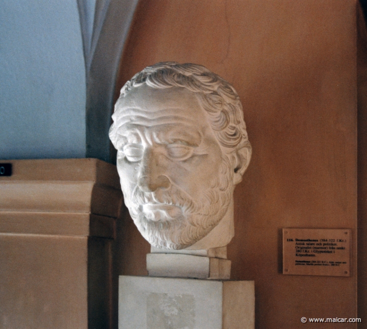 5212.jpg - 5212: Demosthenes (384-322 BC). Attic orator and politician. Marble portrait from c. 280 BC. Antikmuseet, Lund.