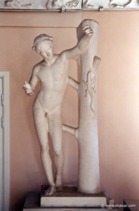 5228.jpg - 5228: Apollo Sauroktonos or Lizard Slayer. Roman copy after a bronze by Praxiteles c. 350-330 BC. Antikmuseet, Lund.
