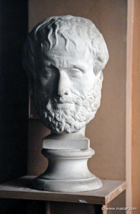 5513.jpg - 5513: Head of Aristotle. Philosopher 384-322 BC. Roman copy. Antikmuseet, Lund.