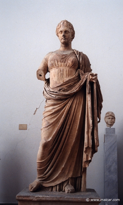 6224.jpg - 6224: Statue of Themis (goddess of Justice) found in Rhamnous in the temple of the goddess. In her right a phiale for libations. By the sculptor Chairestratos (according to the inscription on the base). Beginning of the 3C BC. National Archaeological Museum, Athens.