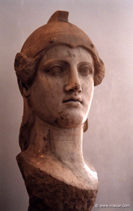 6316.jpg - 6316: Athena of the Pnyx. Athena Medici 2C AD. Found near the Pnyx at the west slope of the Acropolis. National Archaeological Museum, Athens.
