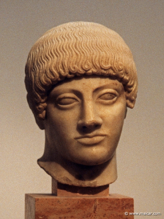6418.jpg - 6418: The Blond Head, a work of the severe style. Some time after 480 BC. Acropolis Museum, Athens.
