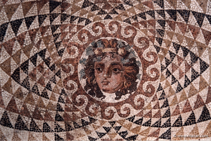 6602.jpg - 6602: Mosaic floor. Dionysos. 1C AD. Archaeological Museum, Corinth.