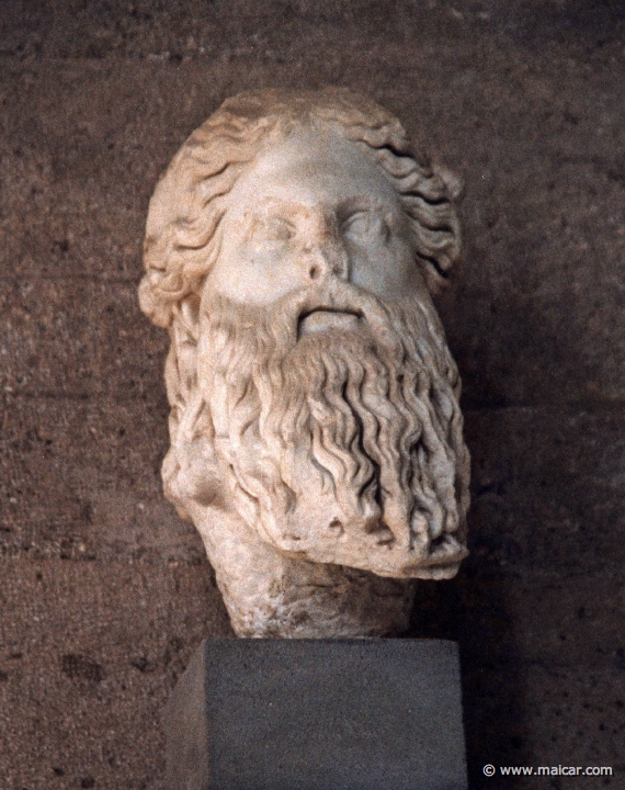 6605.jpg - 6605: Head of bearded Dionysos. Archaeological Museum, Corinth.