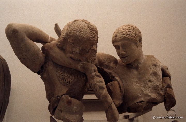 6808.jpg - 6808: West Pediment of the temple of Zeus: Lapith and Centaur. Archaeological Museum, Olympia.