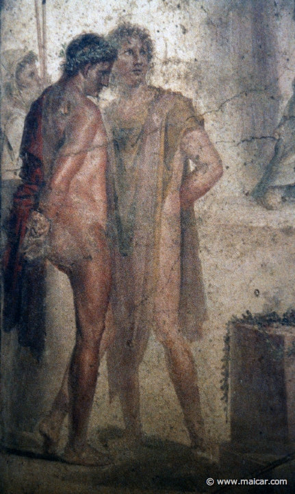 7125.jpg - 7124: Orestes and Pylades in Tauris in the presence of Iphigenia. Pompei, casa del Citarista (I 4,5), esdra (35). National Archaeological Museum, Naples.