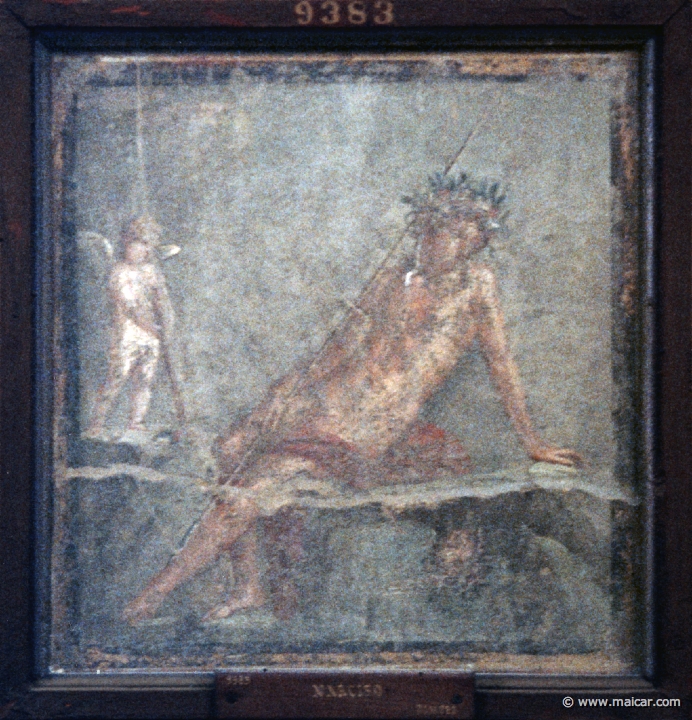 7205.jpg - 7205: Narcissus at the spring. Pompei, villa di Diomede. National Archaeological Museum, Naples.