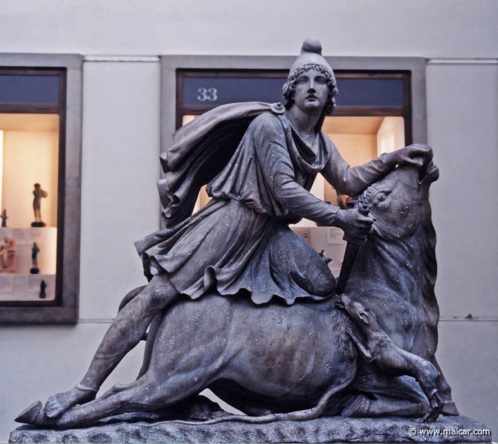 8034.jpg - 8034: Marble group of Mithras slaying the bull.  Roman 2nd century AD. British Museum, London.