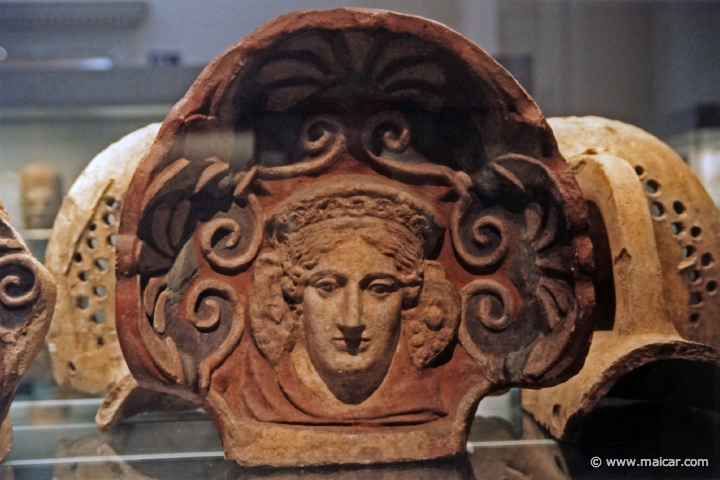 8108.jpg - 8108: Painted terracotta antefix. Maenad, Etruscan 400-300. British Museum, London.