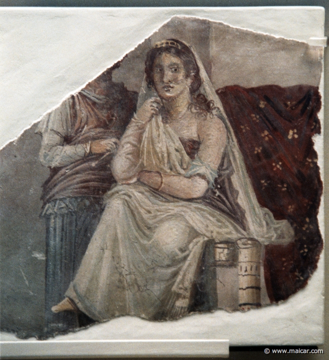 8227.jpg - 8227: Fragmentary wall-painting. Phaedra with an attendant, probably her nurse. Roman c. AD 20-60. Pompeii (probably). British Museum, London.
