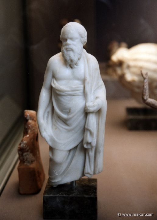8332.jpg - 8332: Marble statuette of Socrates 469-399 BC. Hellenistic original of the 2nd century BC, or a Roman copy. British Museum, London.