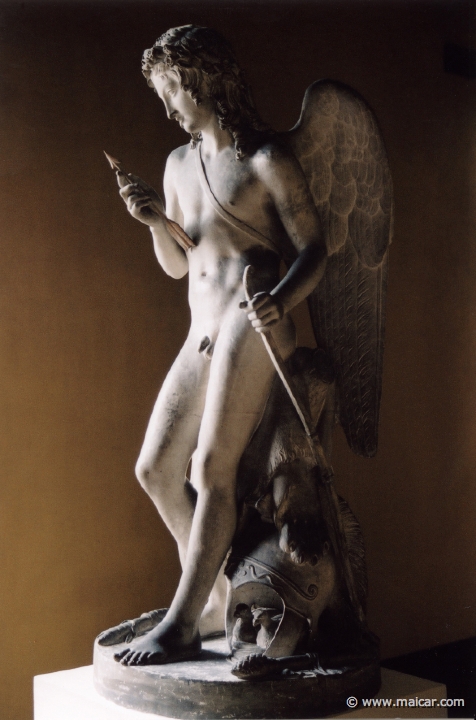 9220.jpg - 9220: Bertel Thorvaldsen 1770-1844: Cupid Triumphant, Examining his Arrow, 1823. The Thorvaldsen Museum, Copenhagen.