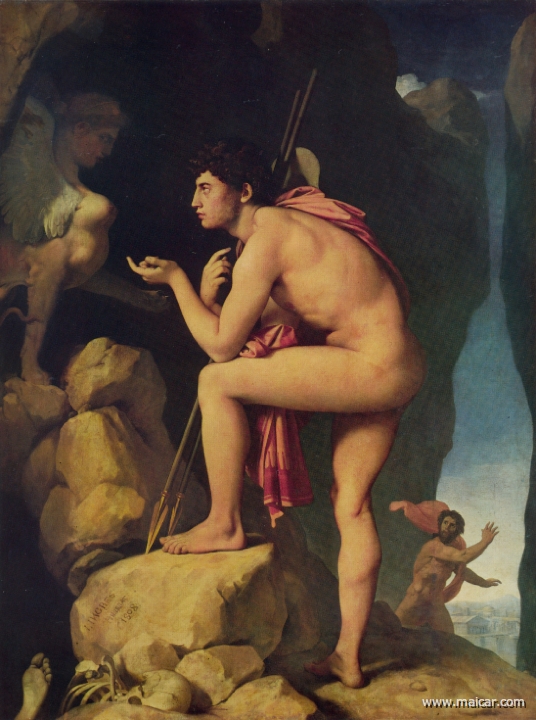 ingres001.jpg - ingres001: Jean Auguste Dominique Ingres (1780-1867)Oedipus and the Sphinx (c. 1808).