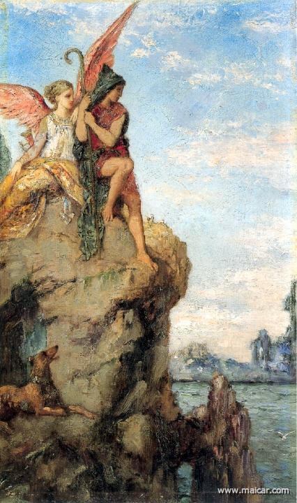 moreau009.jpg - moreau009: Gustave Moreau (1826-1898): Hesiod and the Muse (1870).