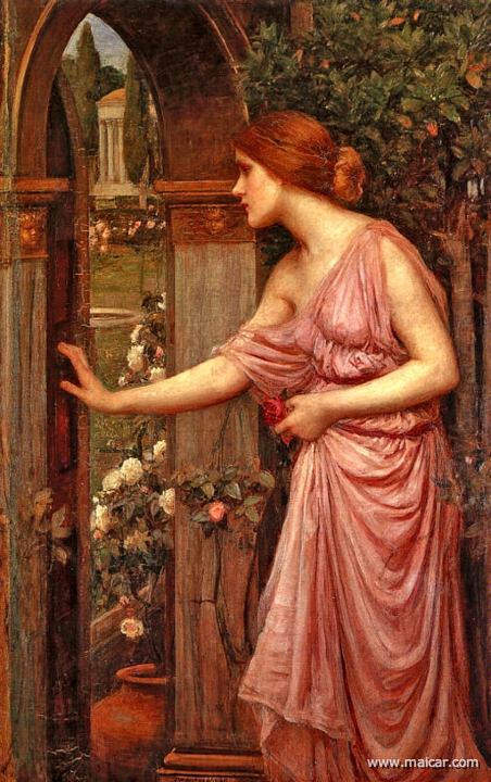 waterhouse002.jpg - waterhouse002: John William Waterhouse (1849-1917): Psyche Opening the Door into Cupid's Garden (1904).